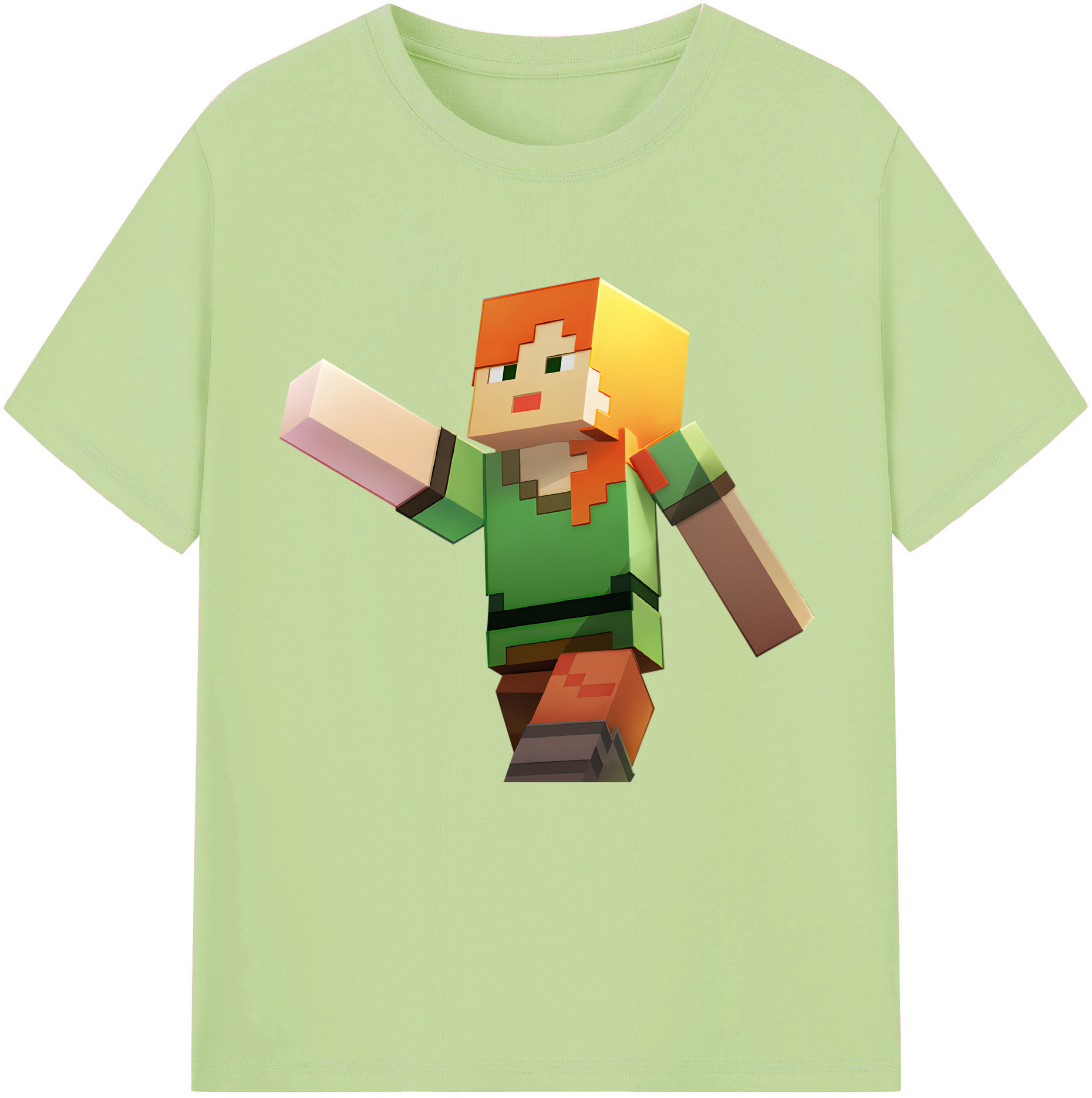 （画像用） マインクラフト ブロックの世界 Minecraft MC Block world 綿100％半袖Tシャツ（フロントプリント）